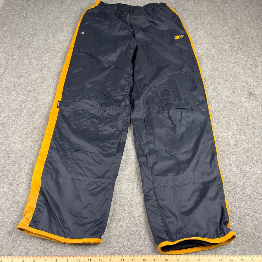 Starter Track Pants Boys Large 14/16 Navy Yellow Fleece Lined Windbreaker Y2K